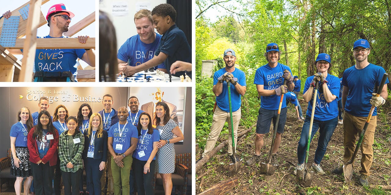 Collage of SilverPeak Strategic Capital associates volunteering in various settings
